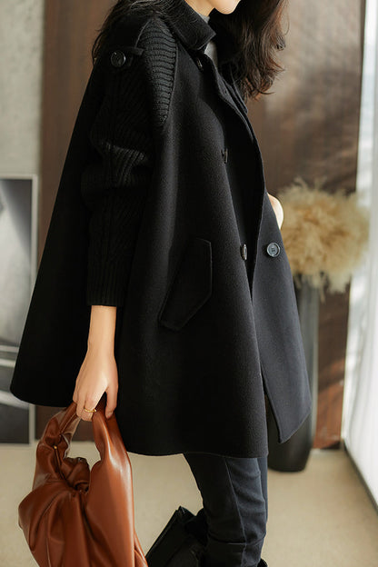Susa | Abrigo Melton de punto en contraste con decoración de charretera y cuello alto