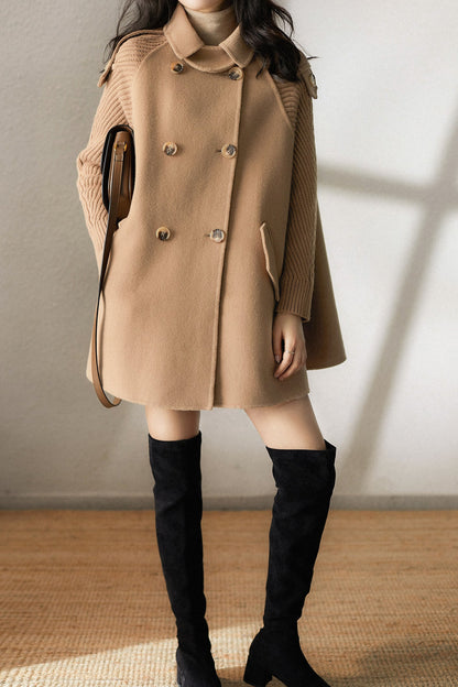 Susa | Abrigo Melton de punto en contraste con decoración de charretera y cuello alto