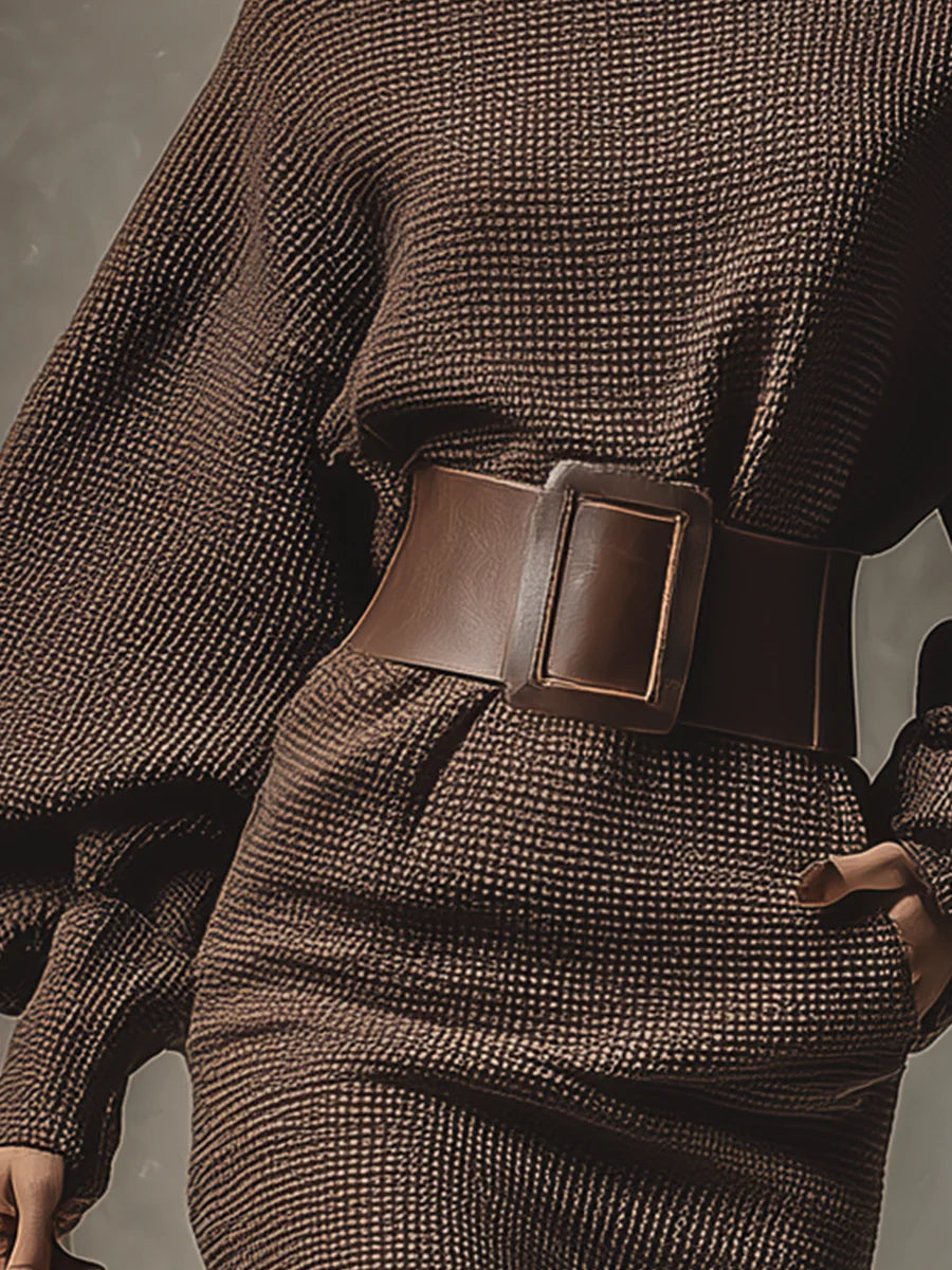 NINA | Vestido corto de malla con cinturón estructurado