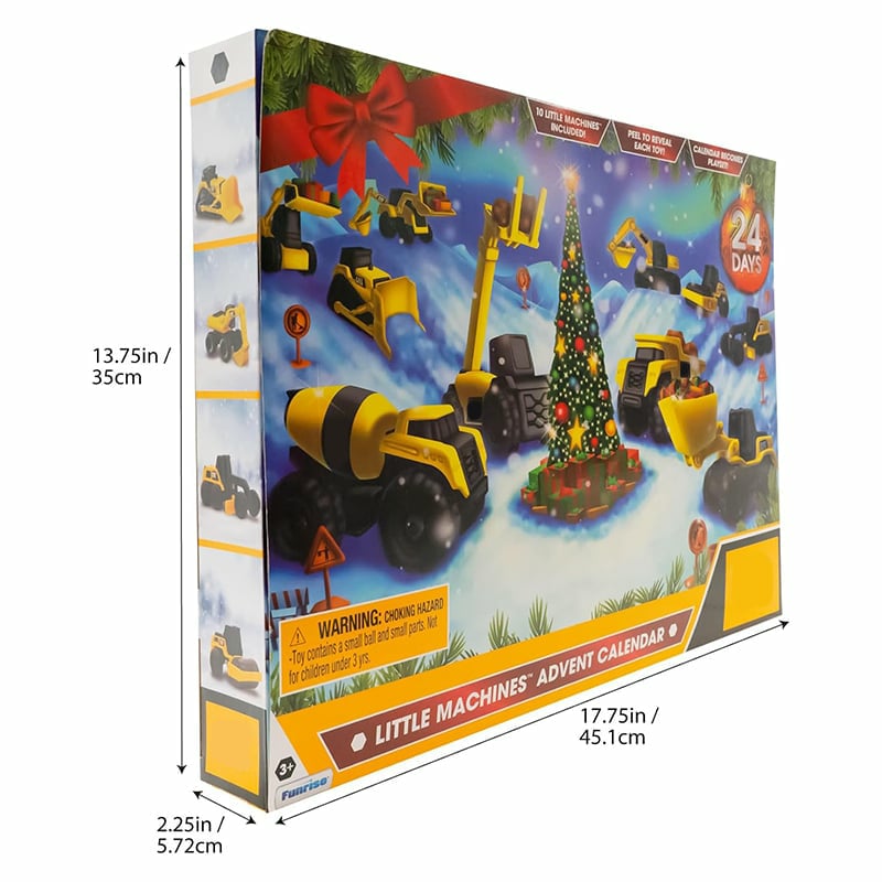 Calendario de Adviento de 24 días con camión de construcción navideño.