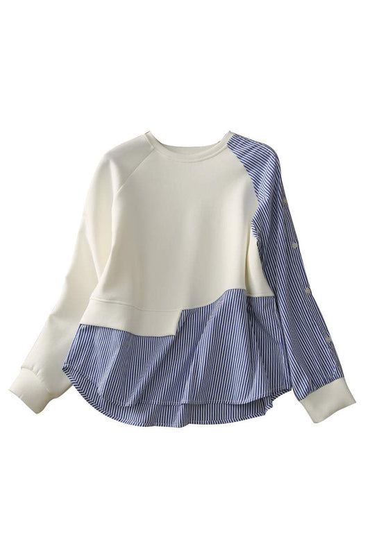 Ocean | Sudadera de manga larga con rayas asimétricas en contraste