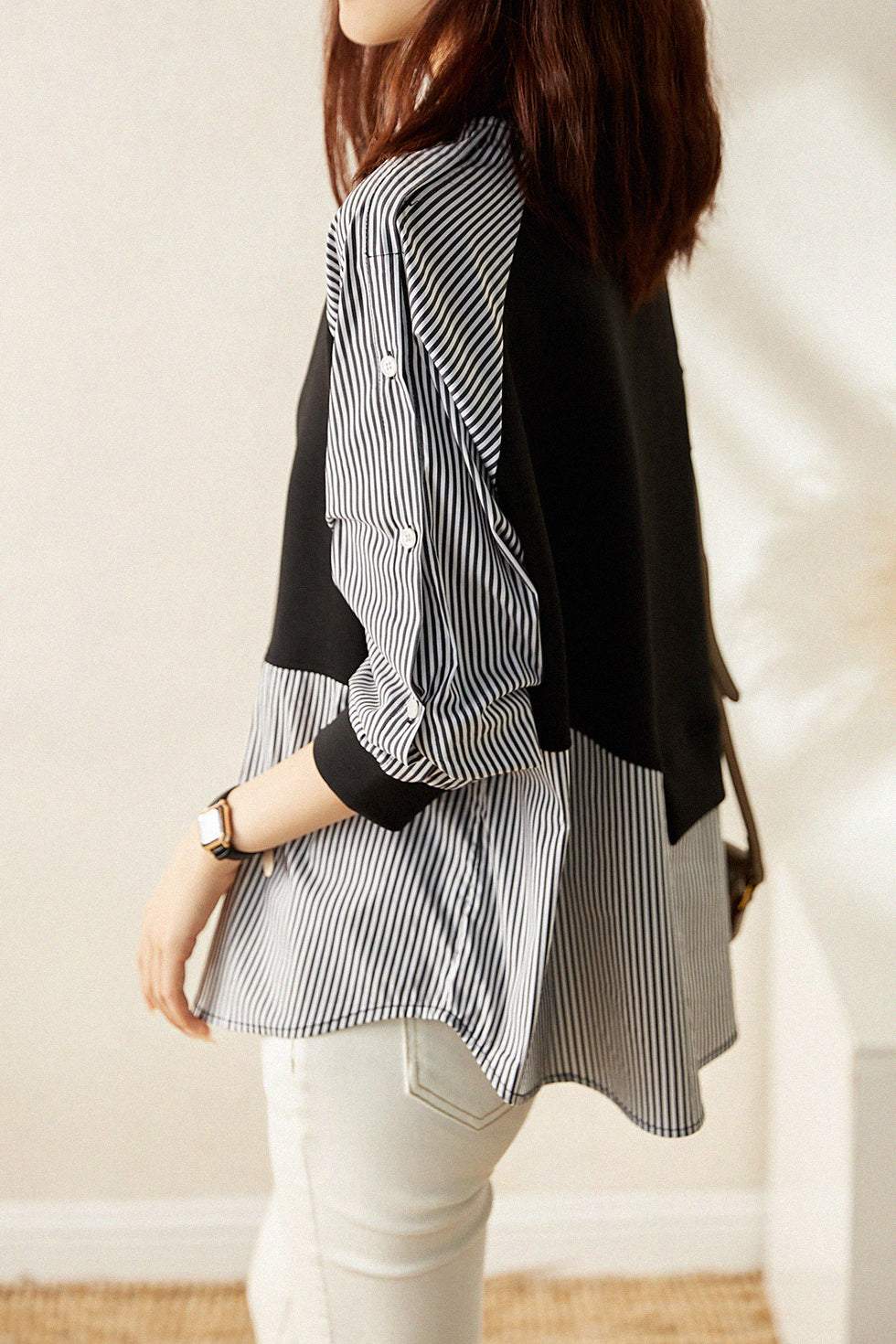 Ocean | Sudadera de manga larga con rayas asimétricas en contraste