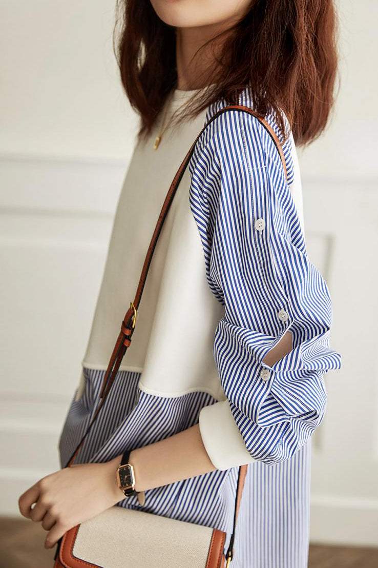 Ocean | Sudadera de manga larga con rayas asimétricas en contraste