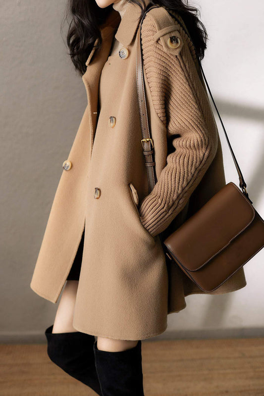 Susa | Abrigo Melton de punto en contraste con decoración de charretera y cuello alto