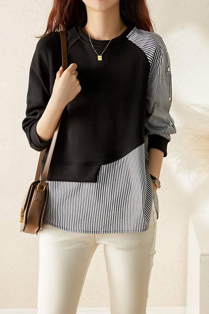 Ocean | Sudadera de manga larga con rayas asimétricas en contraste