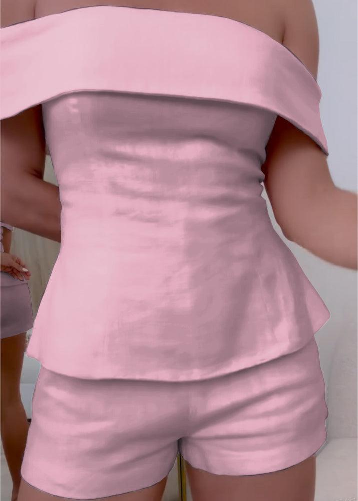 Traje de dos piezas de algodón y lino blanco